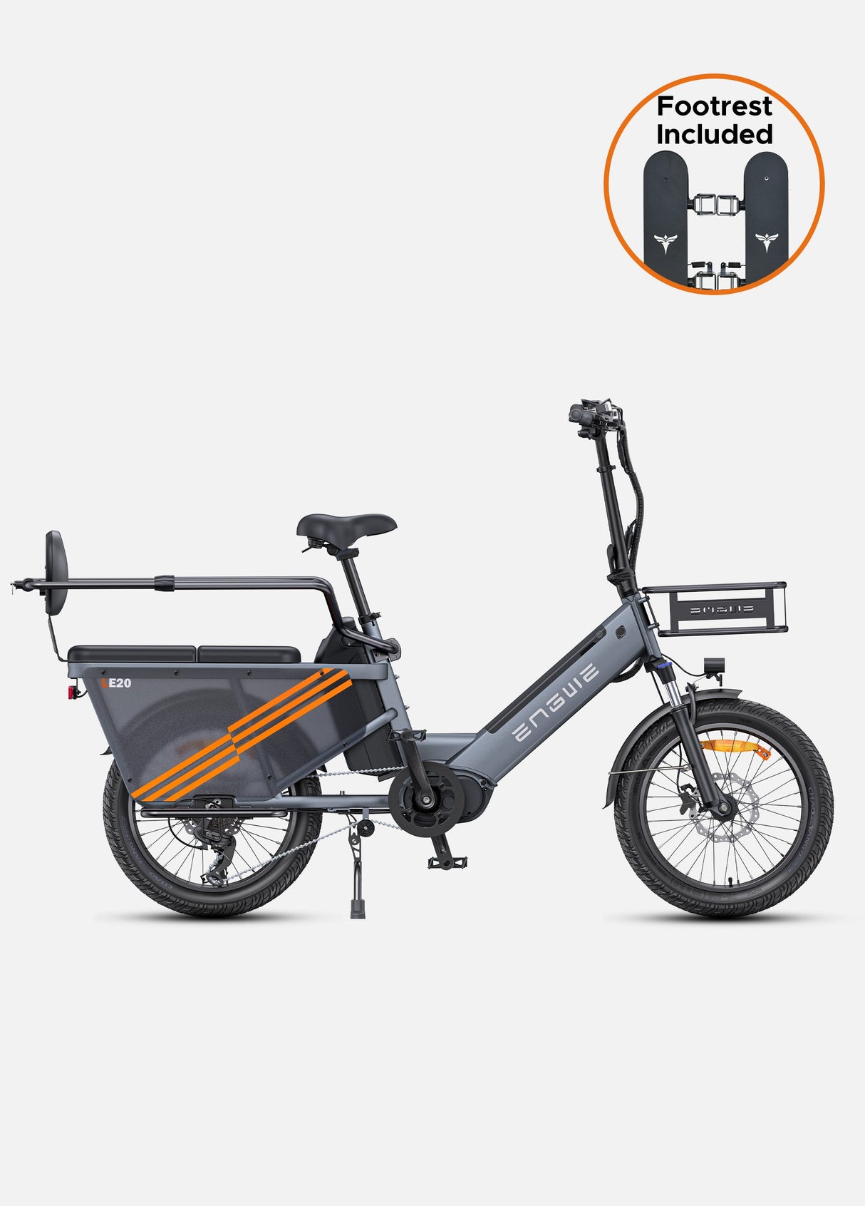 Engwe LE20 Mid Drive Torque Sensor Step Thru Cargo Bike SKU LE20192GY