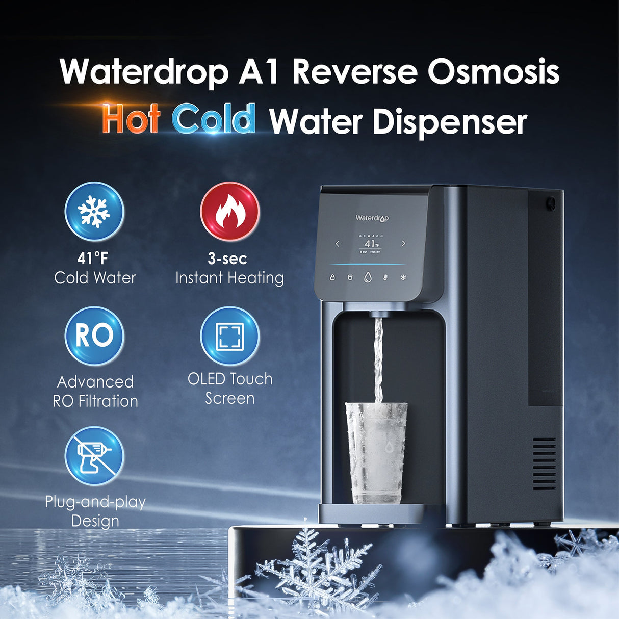 Waterdrop Reverse Osmosis Hot Cold Water Dispenser SKU WD-A1