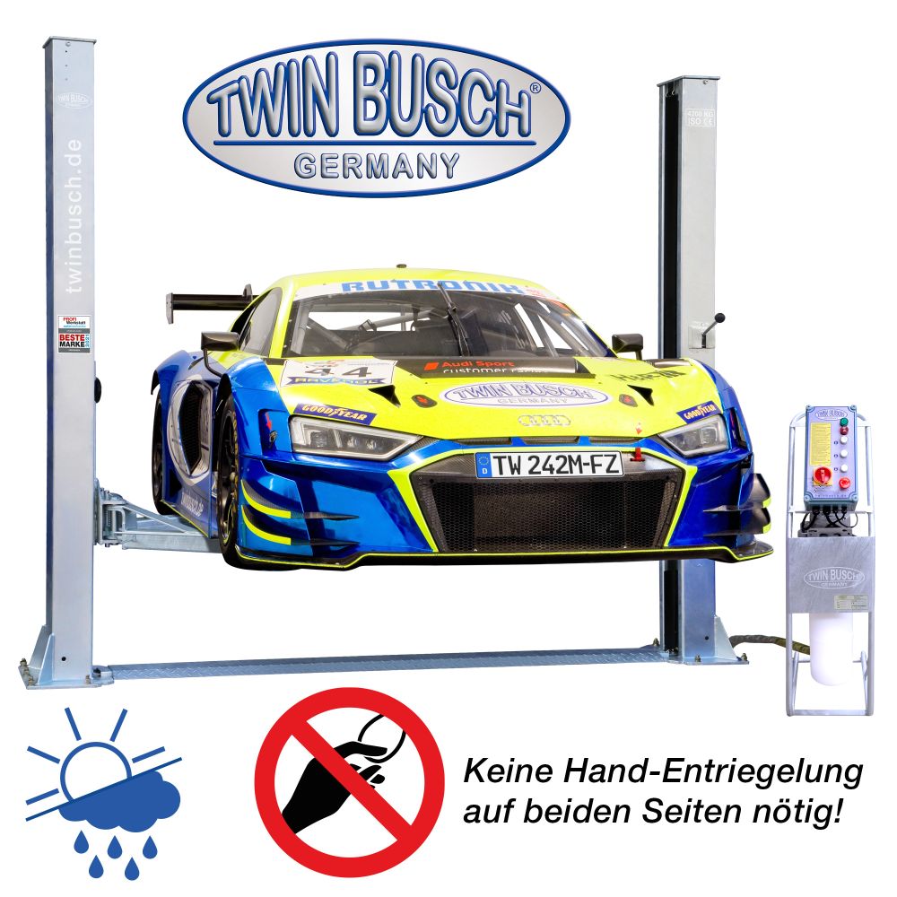 Twin Busch Outdoor 2 Post Lift 4.2t Galvanised TW242M-230-FZ