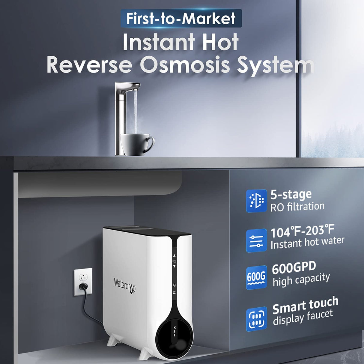 Waterdrop Reverse Osmosis Instant Hot Water Dispenser System SKU WD-K6