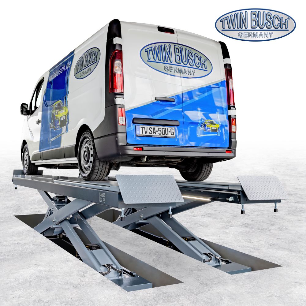 Twin Busch MOT Scissor Lift 5.0t Flush Mounted with Play Detector TWSA-50U-400-G