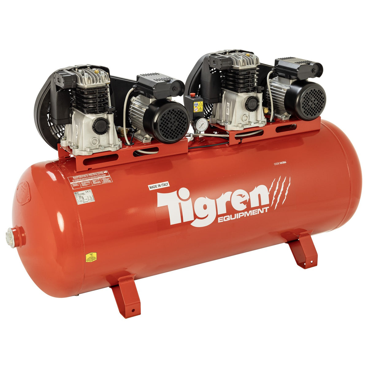 TIGREN 270ltr Tandem Belt-Driven Compressor view 2