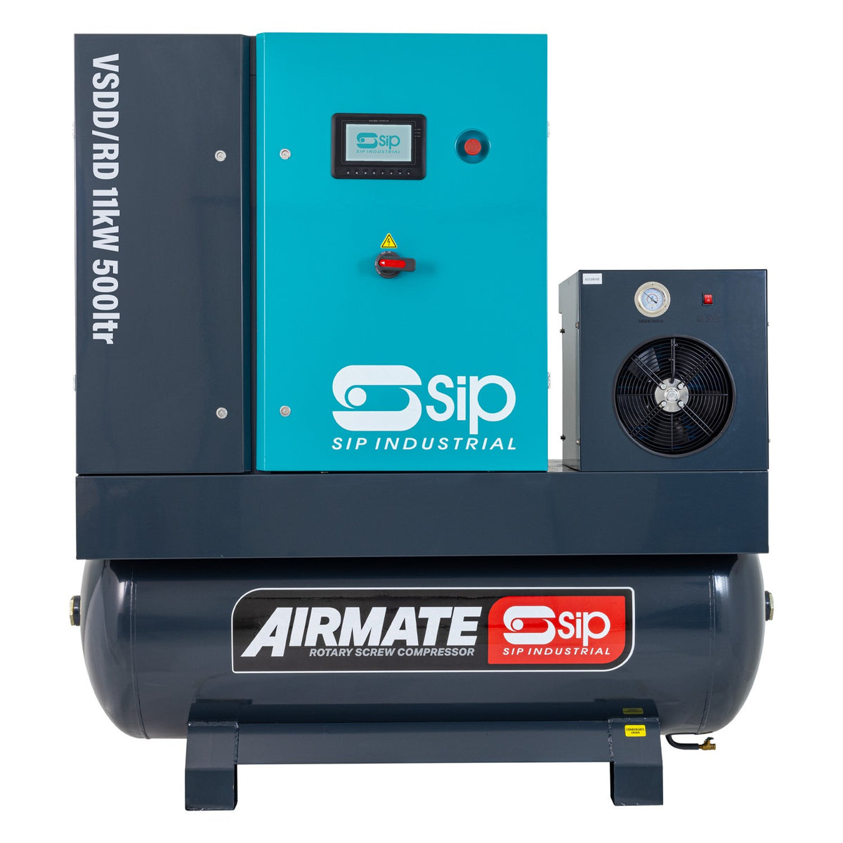 SIP VSDD/RD 11kW 8bar 500ltr 400v Rotary Screw Compressor with Dryer view 3