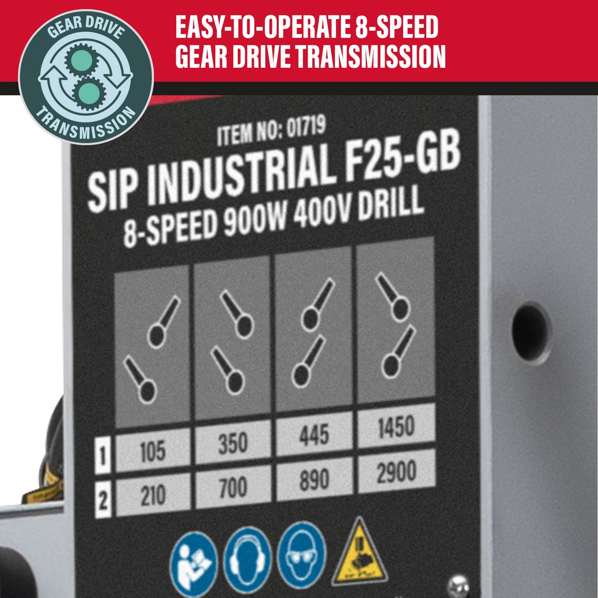 SIP Industrial F25-GB 8-Speed 900w 400v Floor Pillar Drill view 2
