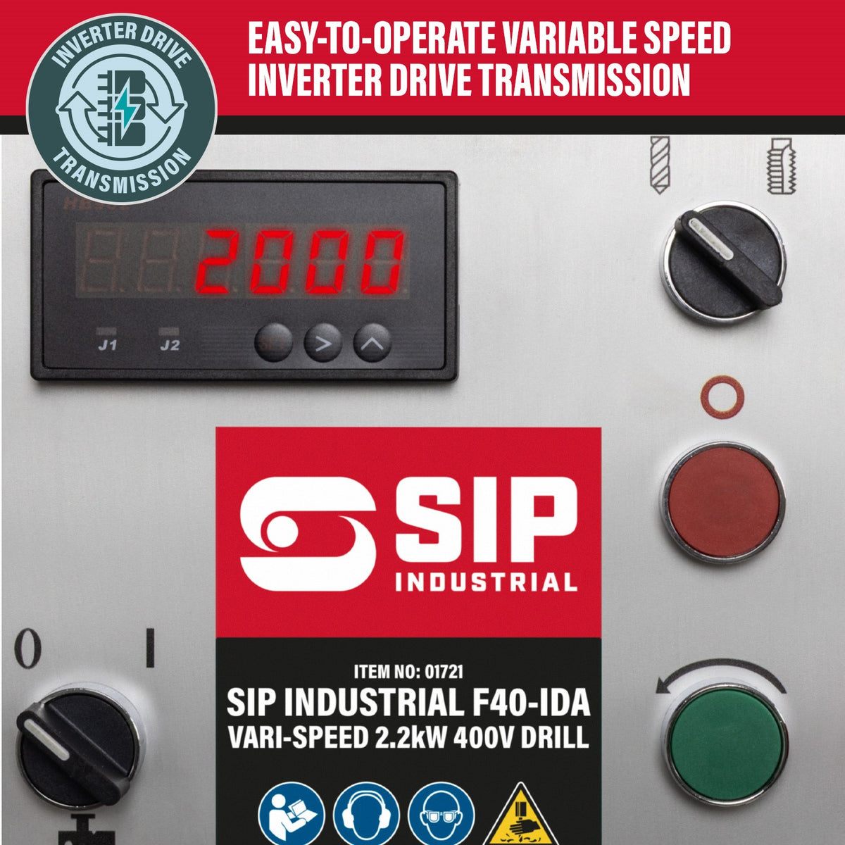 SIP Industrial F40-IDA Vari-Speed 2.2kW 400v Floor Pillar Drill view 2