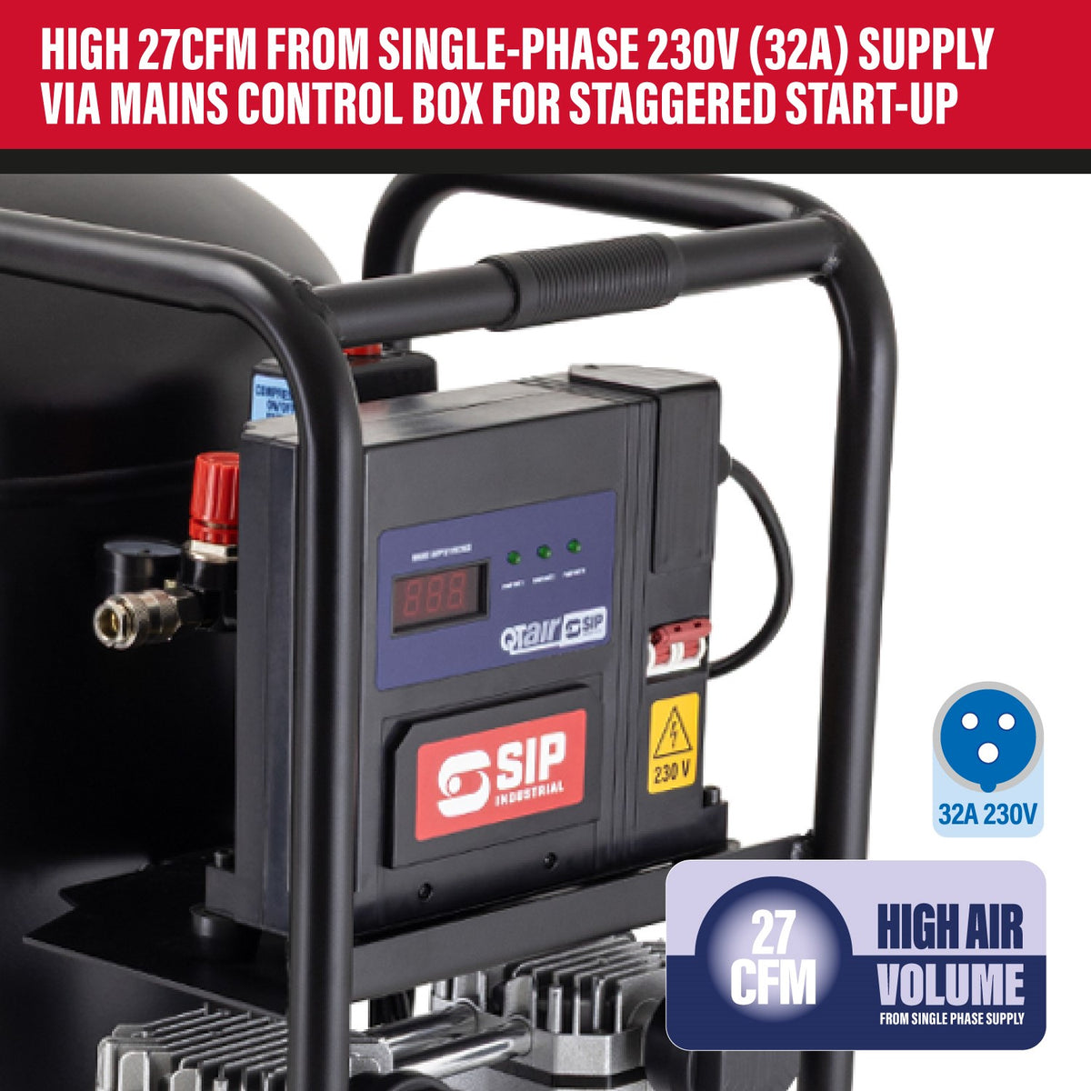 SIP QT AIR® 200L 6hp Ultra Low Noise Oil-Free Vertical Direct Drive Compressor view 5