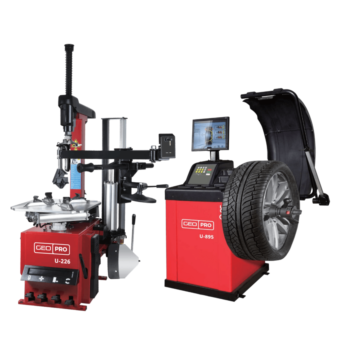 GEO U226 Pneumatic Tilt Back Automatic Tyre Machine, PRO U895 Automatic Wheel Balancer w/ 17 Inch LCD Screen Combos SKU GEO212.GEO167