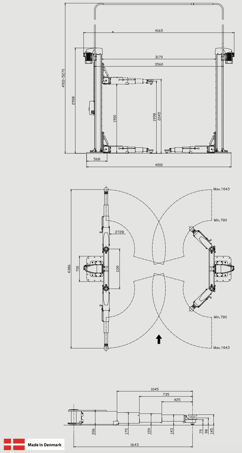 Stenhoj Maestro 2.65F 2 Post Lift Premium Construction