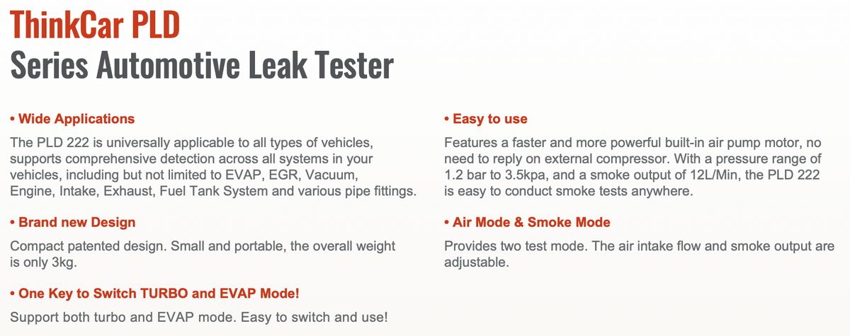Thinkcar PLD212T Smoke Machine Turbo PLD-212