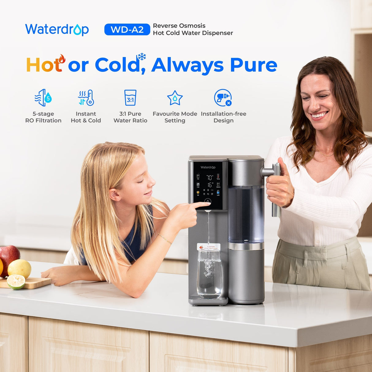 Waterdrop Reverse Osmosis Hot Cold Water Dispenser SKU WD-A2