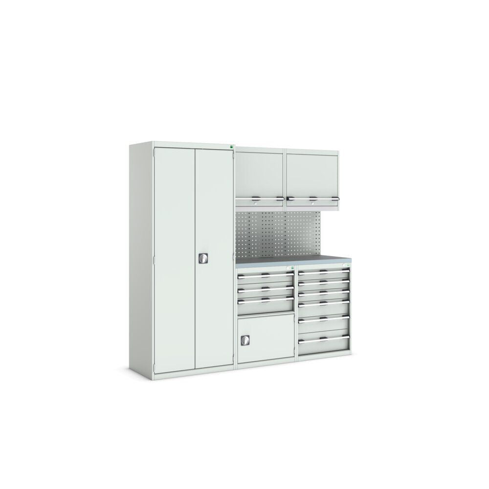 Bott Cubio Modular Workshop with 3x Cupboards, 2x Cabinets, 2100x565x2000mm, light grey
