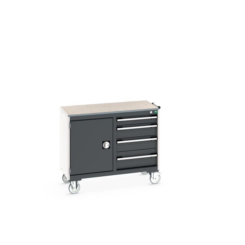 Bott Cubio Maintenance Trolley (Lino) 525/525 with Cupboard / 4 Drawers, 1050x525x890mm, anthracite grey