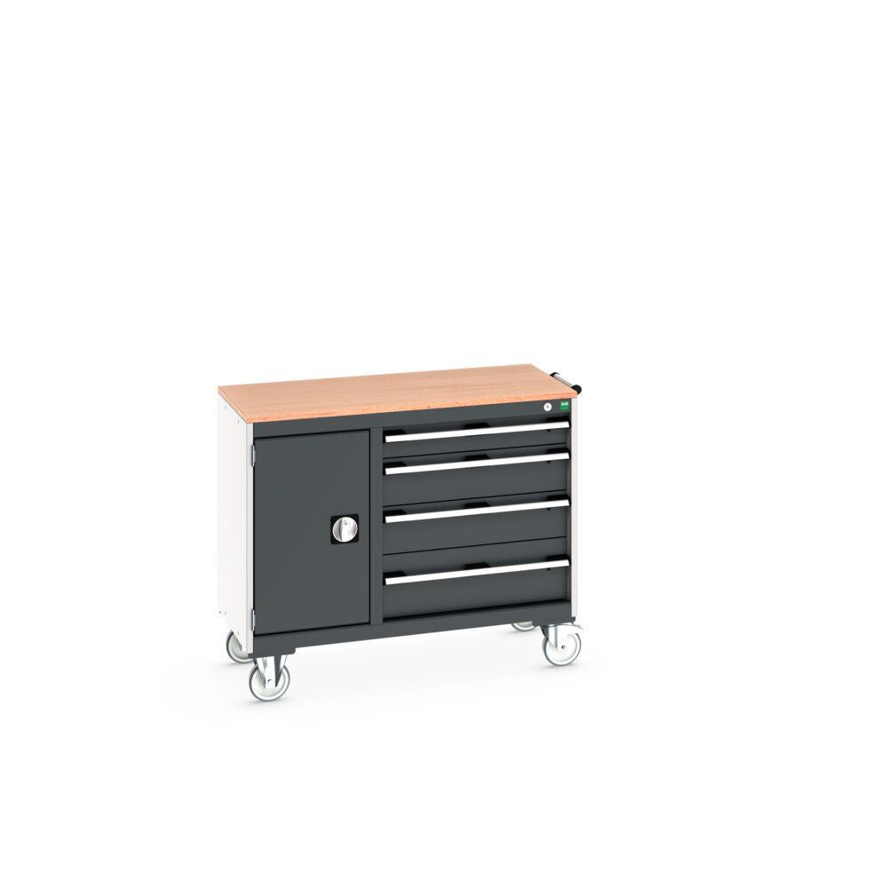 Bott Cubio Maintenance Trolley (Multiplex) 400/650 with Cupboard / 4 Drawers, 1050x525x890mm, anthracite grey
