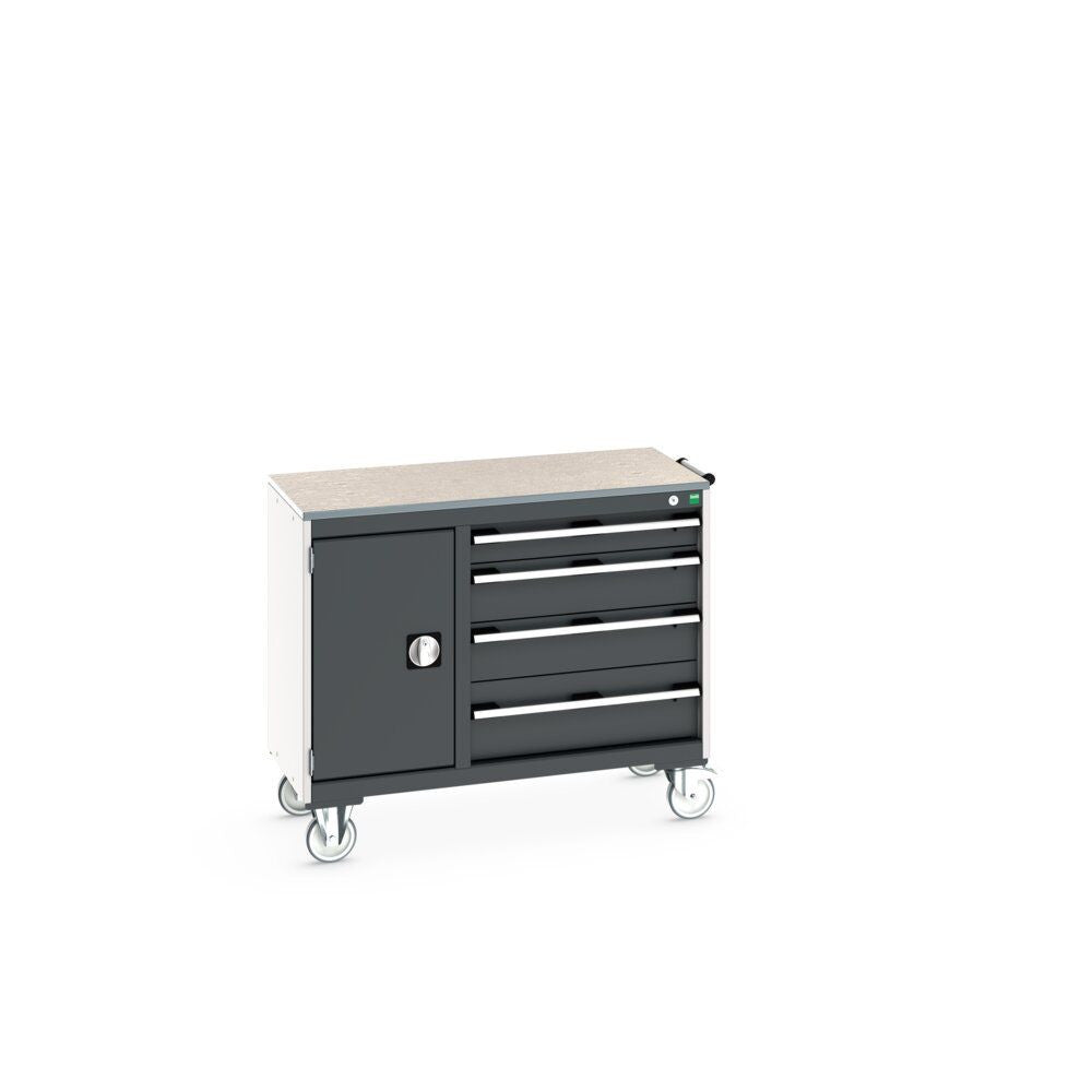 Bott Cubio Maintenance Trolley (Lino) 400/650 with Cupboard / 4 Drawers, 1050x525x890mm, anthracite grey