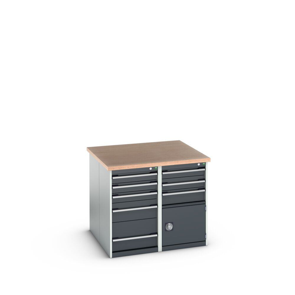 Bott Cubio Pedestal Island Bench (Multiplex) 2x 5 Drawer / 2x 3 Drawer-Door Cabinets, 1100x1100x940mm, anthracite grey