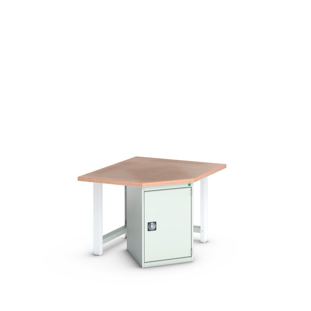 Bott Cubio Pedestal Corner Bench (Multiplex) with Cupboard / 2x Endframes, 1125x1125x840mm, light grey
