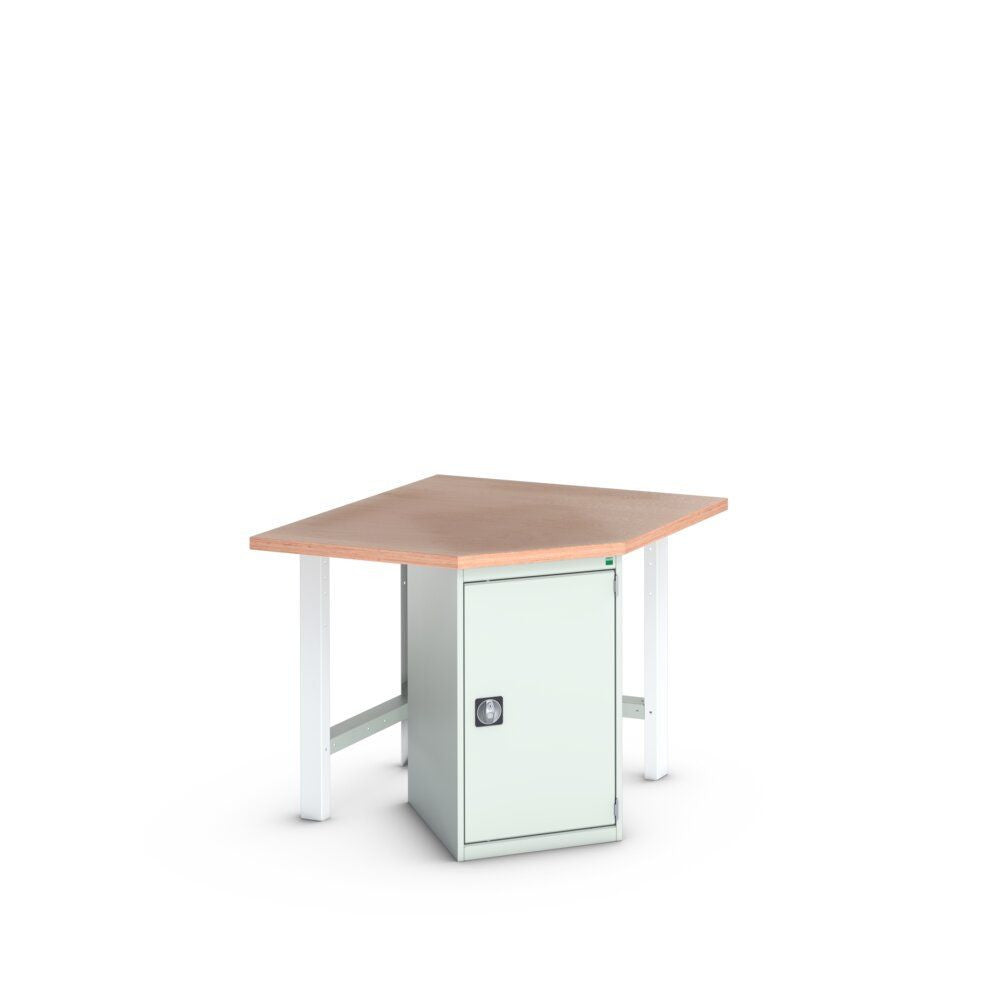 Bott Cubio Pedestal Corner Bench (Multiplex) with Cupboard / 2x Endframes, 1125x1125x940mm, light grey