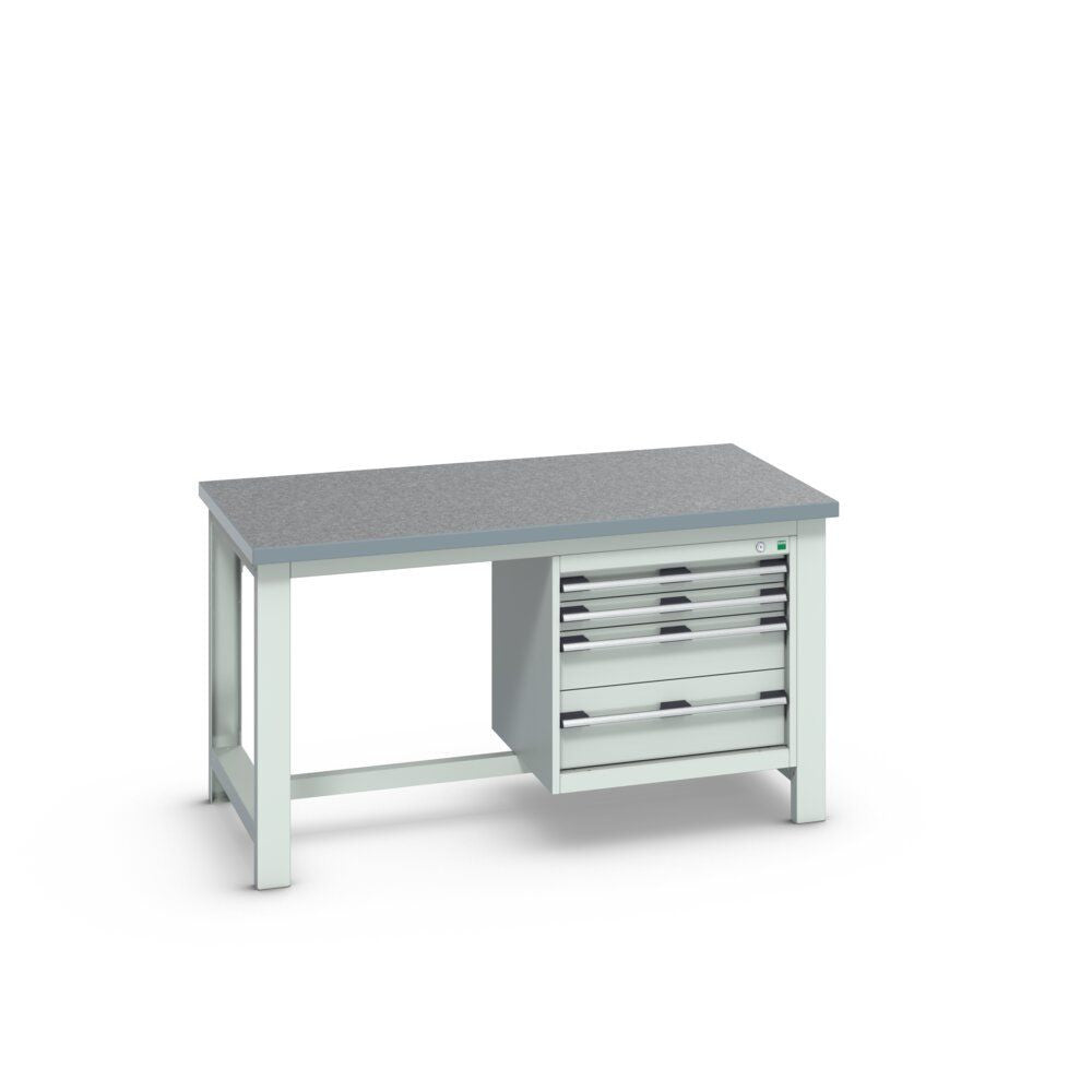 Bott Cubio Framework Bench (Lino) with 4 Drawer Cabinet, 1500x900x840mm, light grey