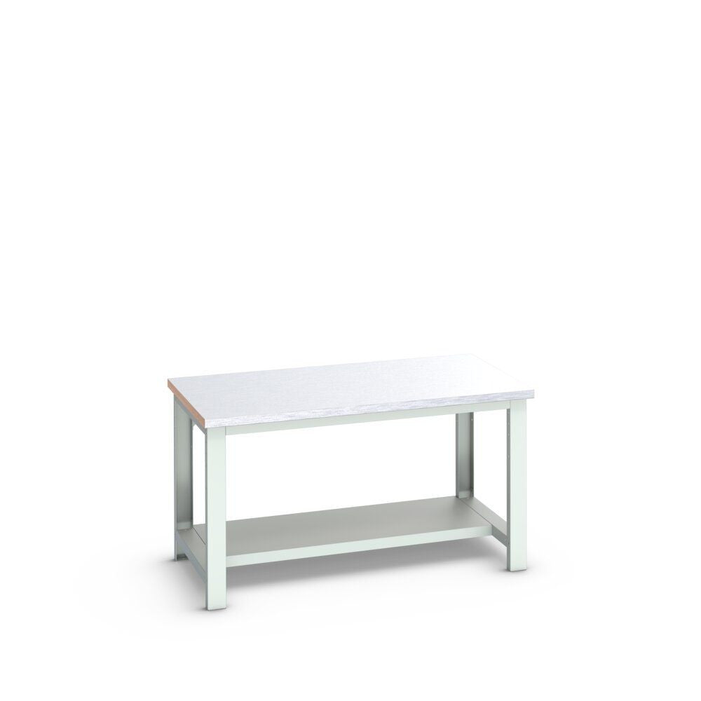 Bott Cubio Framework Bench (Steel Clad) with Half Depth Shelf, 1500x900x840mm, light grey