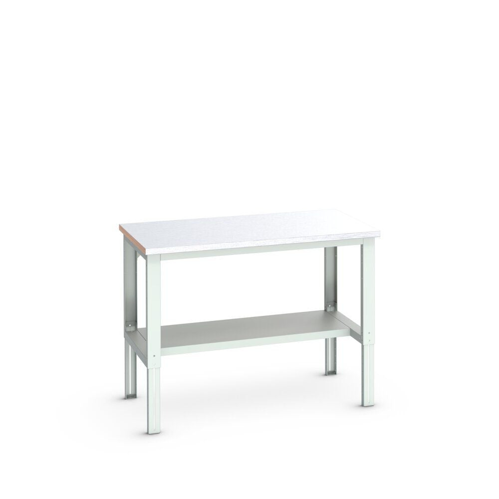 Bott Cubio Framework Bench (Steel Clad) with Half Depth Shelf, 1500x900x740-1140mm, light grey