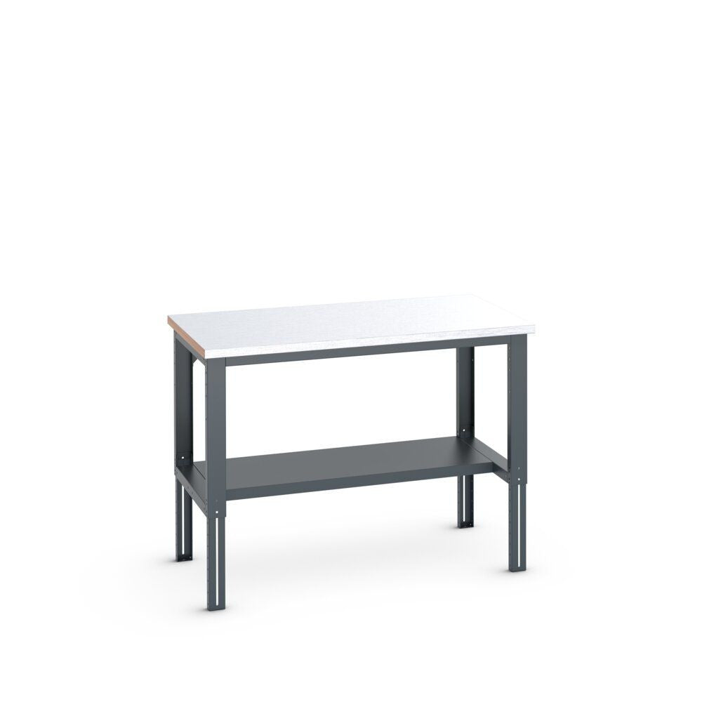 Bott Cubio Framework Bench (Steel Clad) with Half Depth Shelf, 1500x900x740-1140mm, anthracite grey