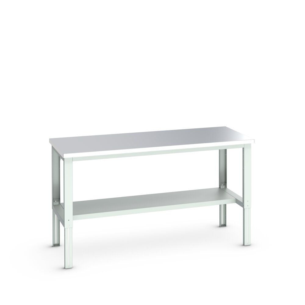 Bott Cubio Framework Bench (Stainless Steel) with Half Depth Shelf, 2000x900x740-1140mm, light grey