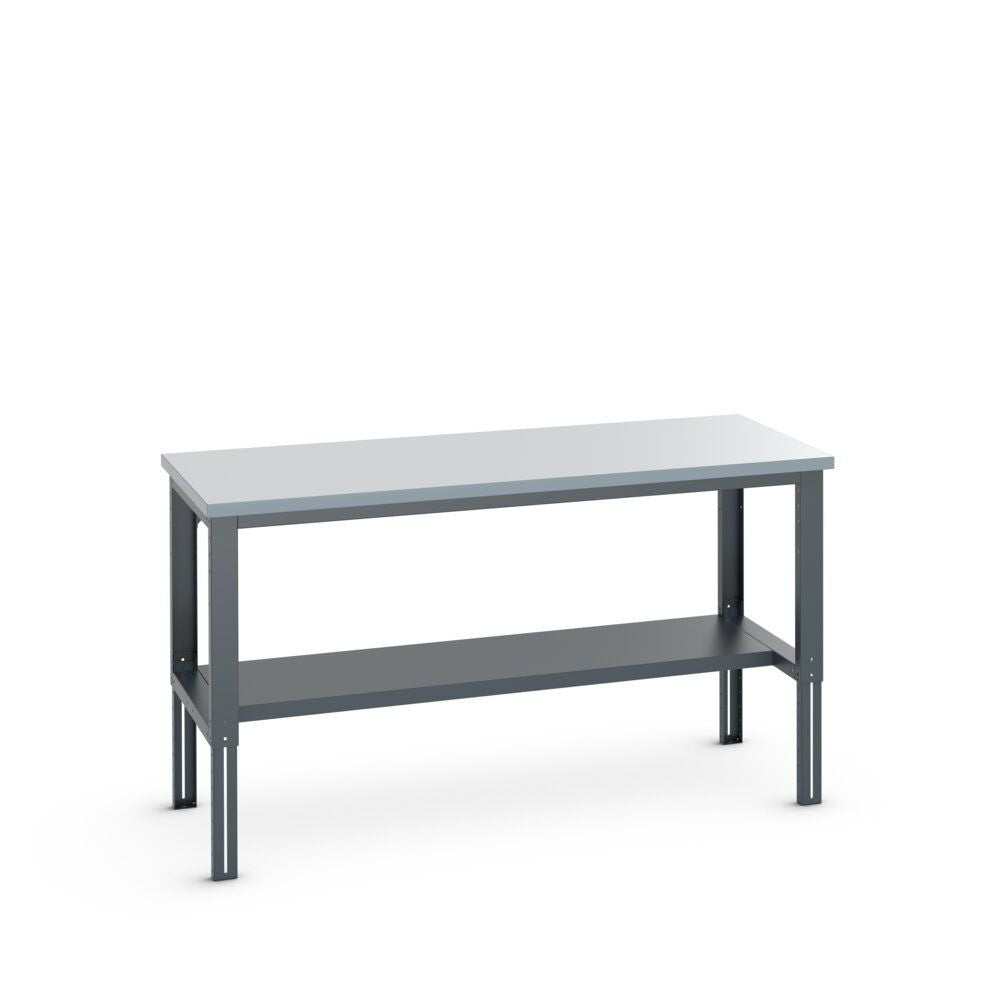 Bott Cubio Framework Bench (ESD Laminate) Adjustable Height with Half Depth Base Shelf, 2000x900x740-1140mm, anthracite grey