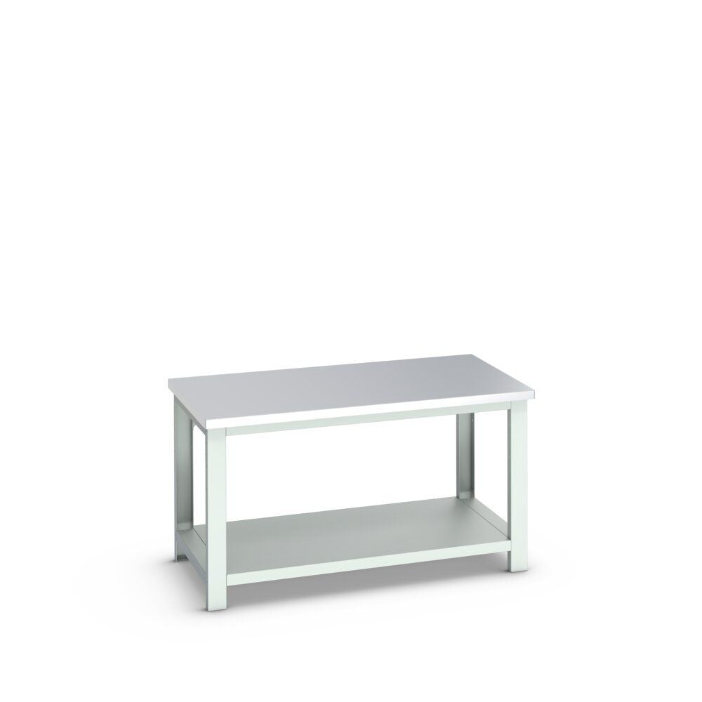 Bott Cubio Framework Bench (Stainless Steel) with Full Depth Shelf, 1500x900x840mm, light grey
