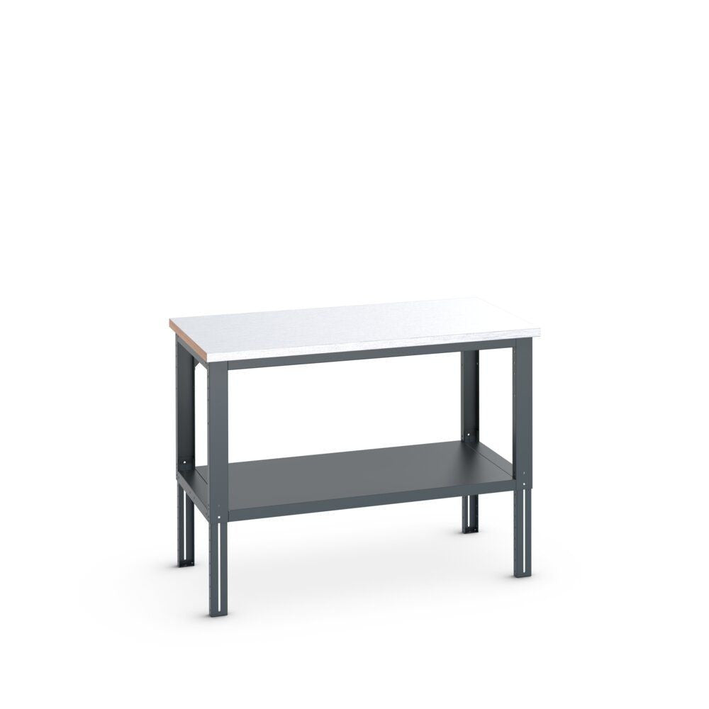 Bott Cubio Framework Bench (Steel Clad) with Full Depth Shelf, 1500x900x740-1140mm, anthracite grey