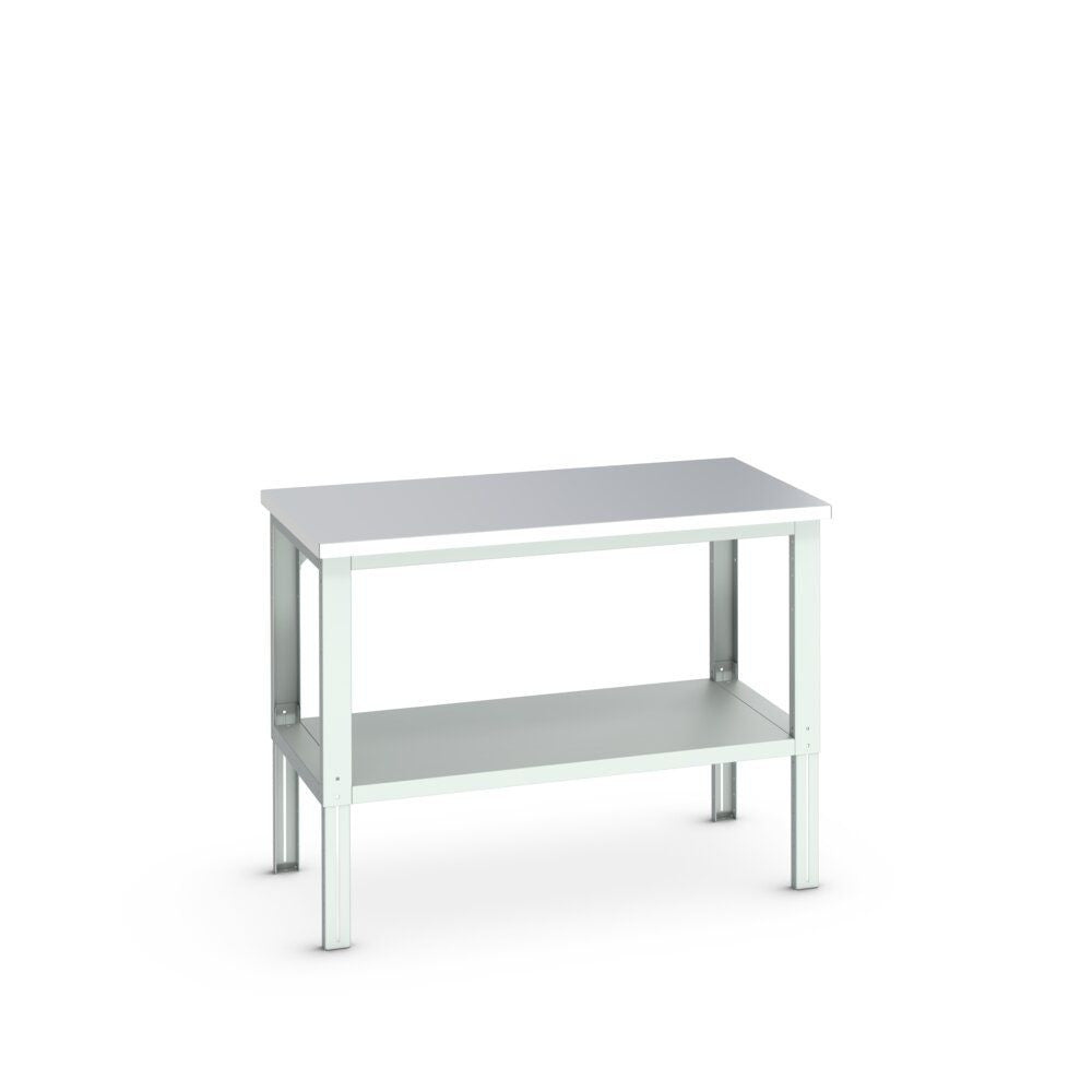 Bott Cubio Framework Bench (Stainless Steel) with Full Depth Shelf, 1500x900x740-1140mm, light grey