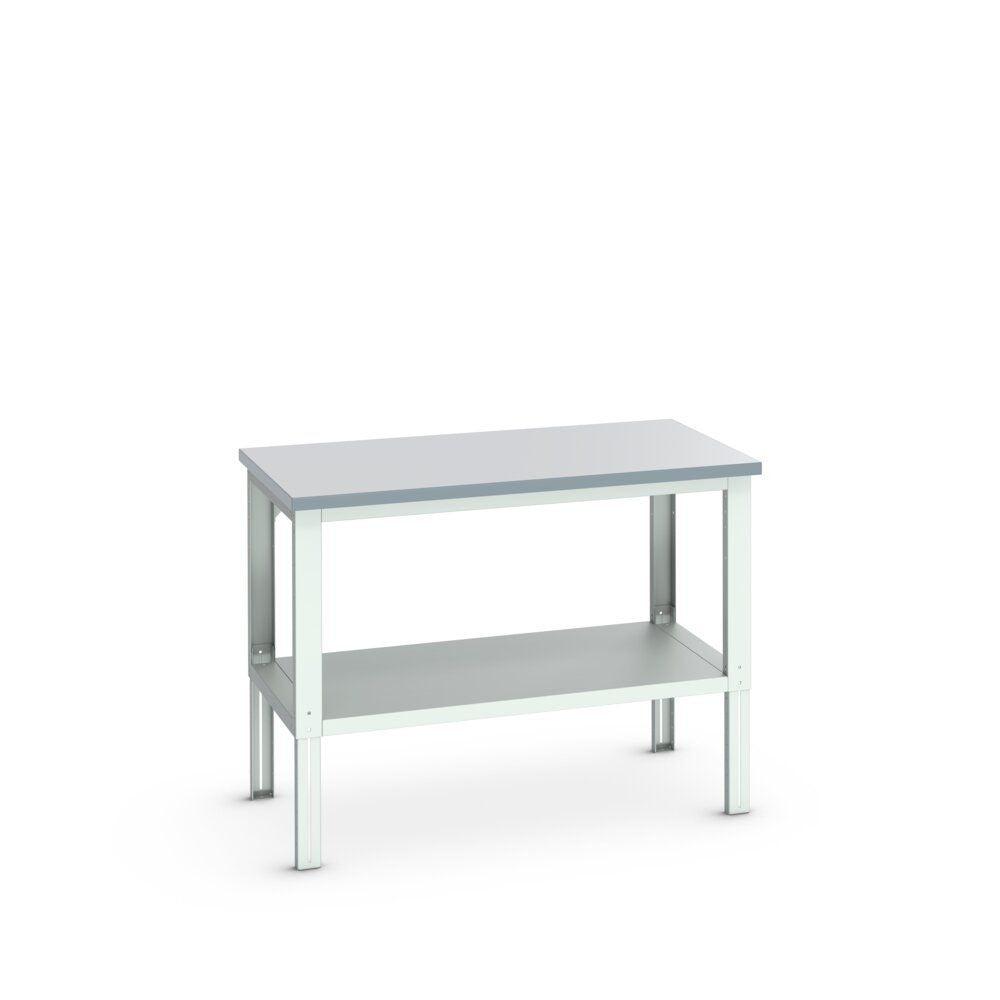 Bott Cubio Framework Bench (ESD Laminate) Adjustable Height with Full Depth Base Shelf, 1500x900x740-1140mm, light grey
