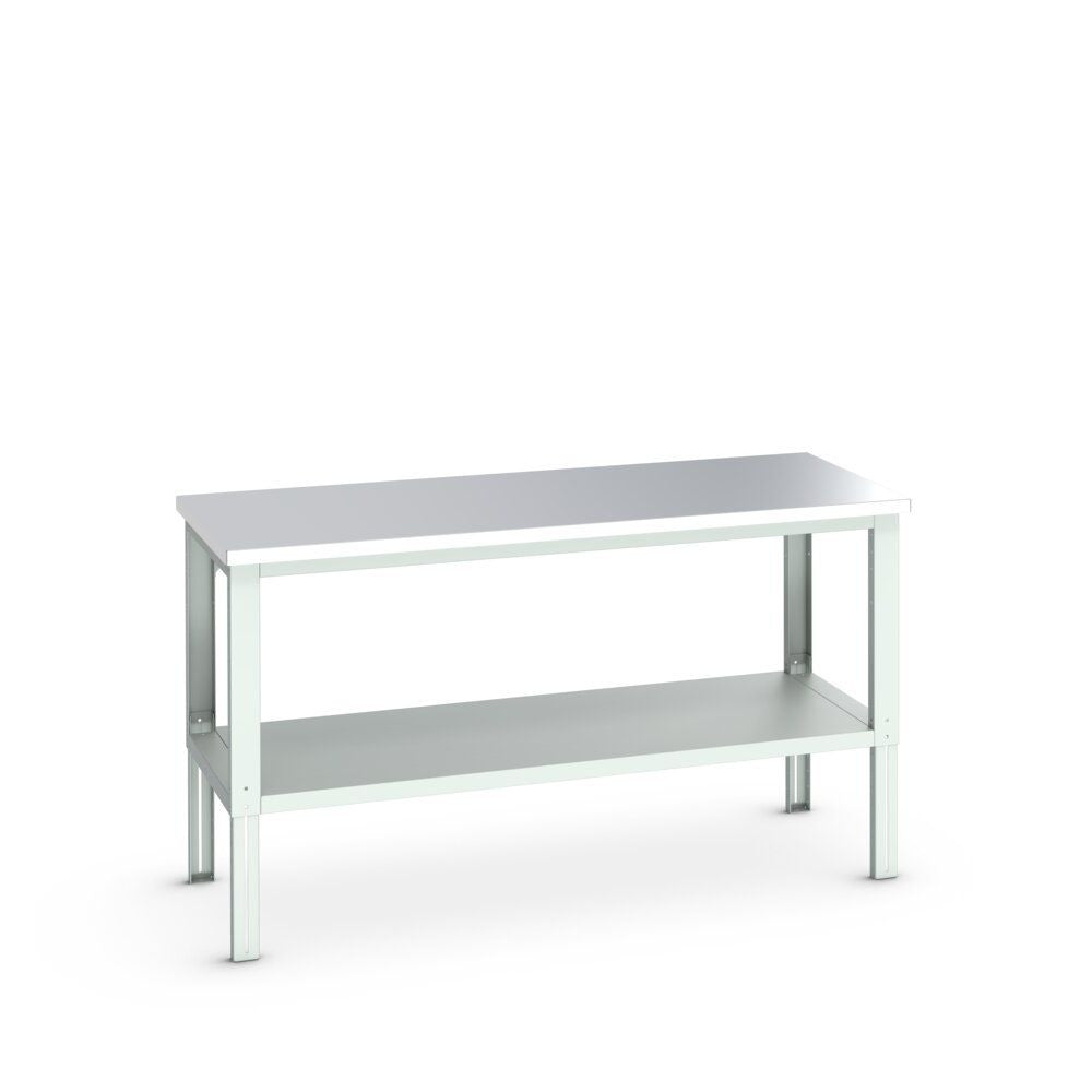 Bott Cubio Framework Bench (Stainless Steel) with Full Depth Shelf, 2000x900x740-1140mm, light grey