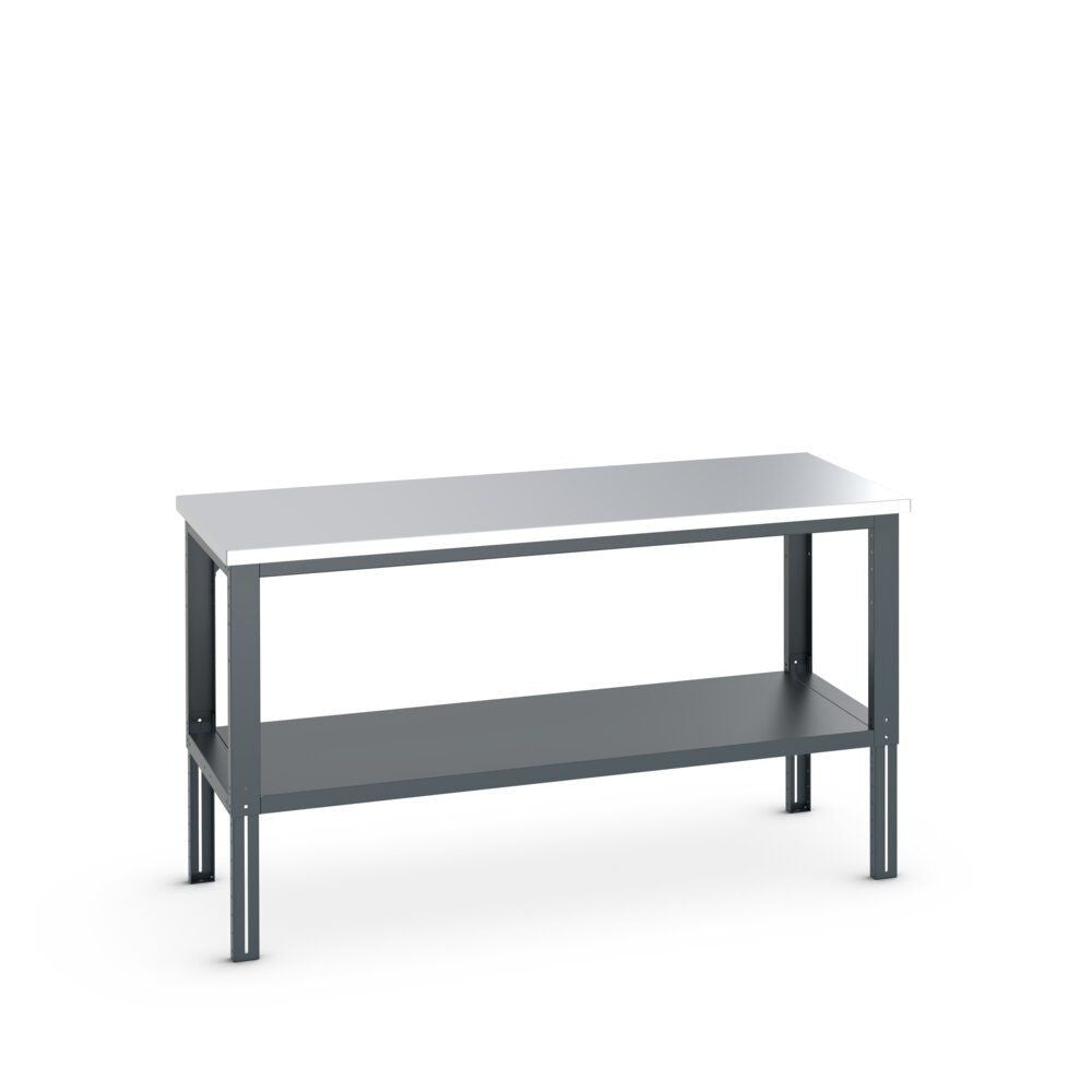 Bott Cubio Framework Bench (Stainless Steel) with Full Depth Shelf, 2000x900x740-1140mm, anthracite grey