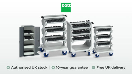 bott cnc compact trolley kit, cnc high capacity trolley kit, cnc compact trolley kit and cubio cnc cupboard in anthracite grey. Authorised UK stock, 10-year guarantee, free UK delivery