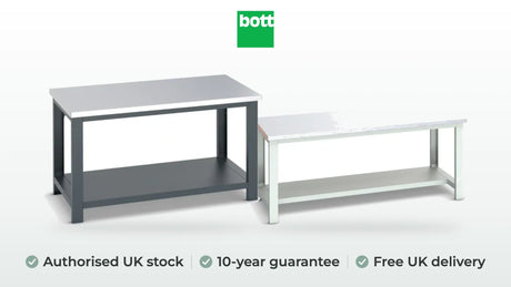bott cubio framework bench in anthracite grey and cubio framework bench in light grey. Authorised UK stock, 10-year guarantee, free UK delivery