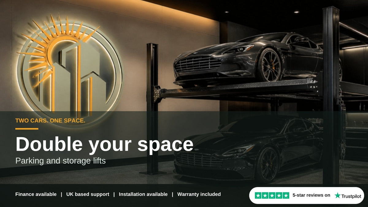 Car storage and parking lifts banner