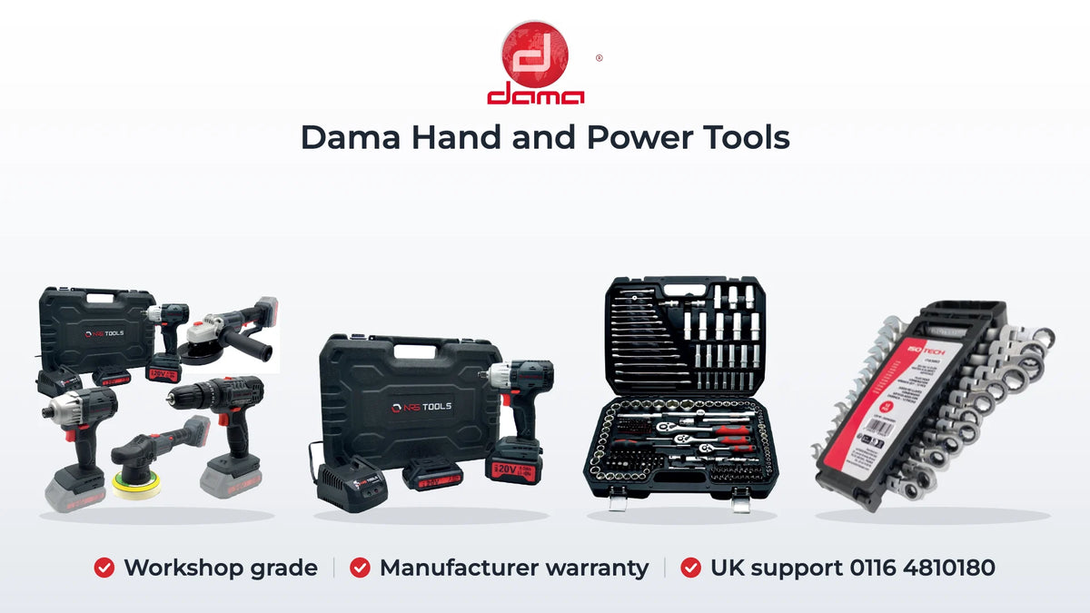 Dama HDATOOLPACK3 cordless pack, HDA1402E impact gun, HDA1216 socket set and Isotech HITO3003 ratchet spanners. Workshop grade, Manufacturer warranty, UK support 0116 4810180