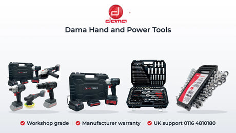Dama HDATOOLPACK3 cordless pack, HDA1402E impact gun, HDA1216 socket set and Isotech HITO3003 ratchet spanners. Workshop grade, Manufacturer warranty, UK support 0116 4810180