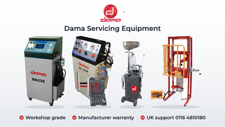 Dama HDA332 and HDA322B ATF stations, HDA0080 oil drainer and HDA2097 spring compressor. Workshop grade, Manufacturer warranty, UK support 0116 4810180