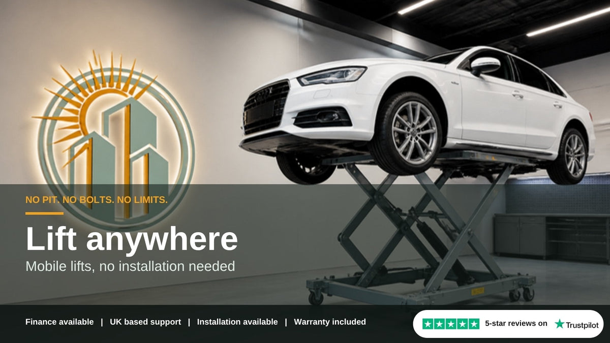 Mobile vehicle lifts banner