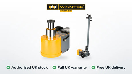 WINNTEC from SIP 32/16 ton air service jack, close-up and full view. Authorised UK stock, full UK warranty, free UK delivery