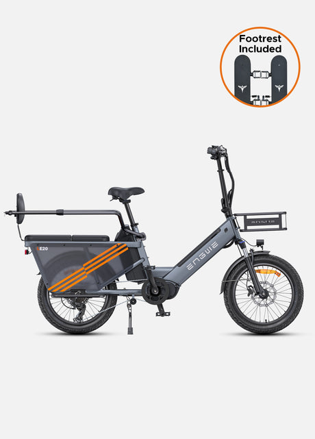 Engwe LE20 Mid-drive Torque Sensor Step-Thru Cargo Bike SKU LE20192GY
