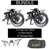 E-Go Lite+ Electric Folding Bike w/Rear Racks and Storage Bags Bundle 250W SKU EGO-2