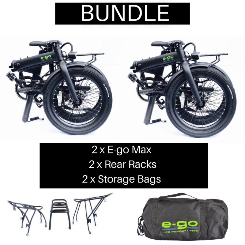 E-Go Max Electric Folding Bike w/Rear Racks Bundle 250W SKU EGO-7