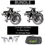 E-Go Lite Electric Folding 250W Bike w/Rear Racks and Storage Bags Bundle SKU EGO-1