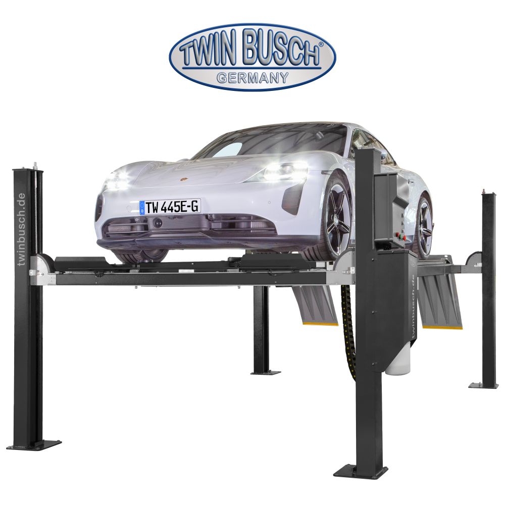 Twin Busch 4 Post Lift 4.5t Automatic Alignment Ready TW445E-400-G