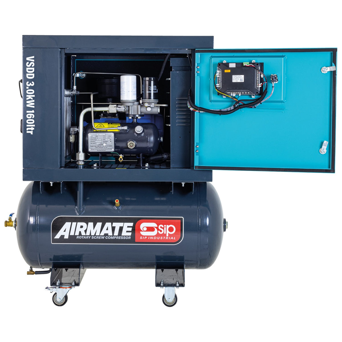 SIP VSDD 3kW 10bar 160ltr 230v Rotary Screw Compressor view 4