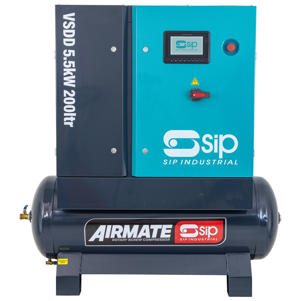 SIP VSDD 5.5kW 8bar 200ltr 400v Rotary Screw Compressor view 2