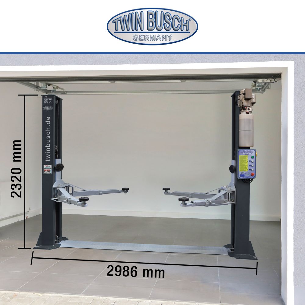 Twin Busch 2 Post Lift 4.2t Garage Model Low Ceiling TW242GE-230-G