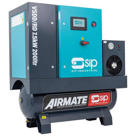 SIP VSDD/RD 7.5kW 8bar 200ltr 400v Rotary Screw Compressor with Dryer